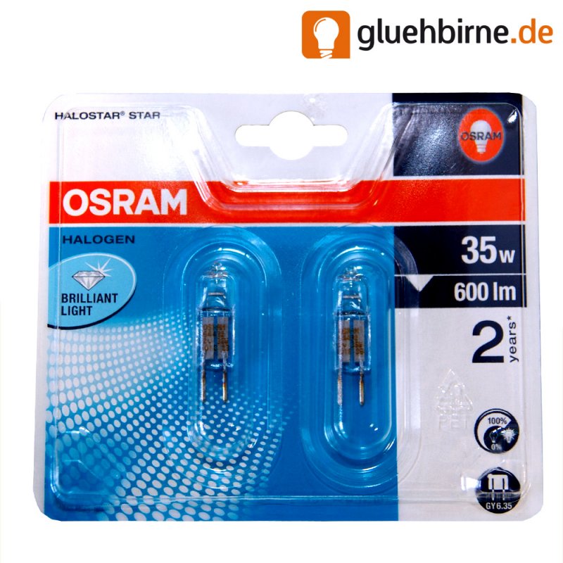 2 x Osram GY6,35 Halogen Stiftsockellampe 35W 12V Halogenlampe Halost