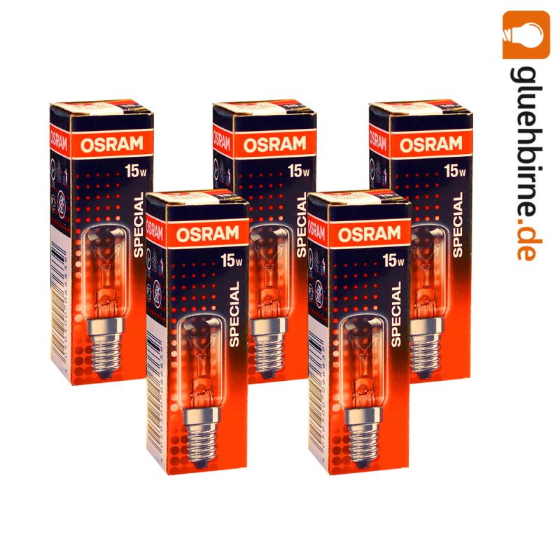 5 x Osram Glühbirne Kühlschrank 15W E14 klar Röhre Special ~ 5 x Osram Glühbirne Kühlschrank 15W E14 klar Röhre Special ~ Kühlschrank Watt