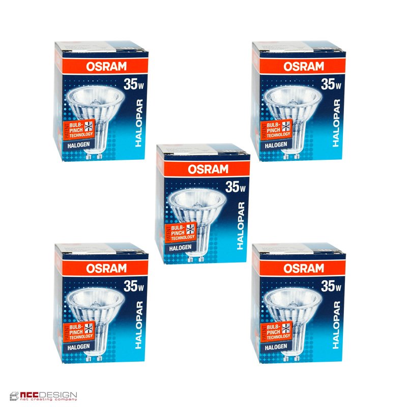 5 x Osram Halogenlampe 35W GU10 Halopar 16 Alu 230V 35° 64820FL, 6,98
