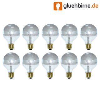10 x LED Filament Globe Kopfspiegel Silber Glühbirne G80...