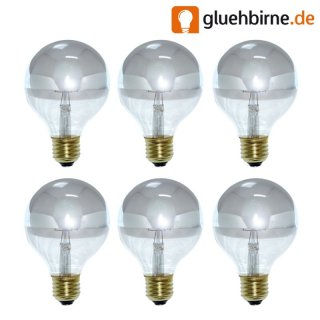6 x LED Filament Globe Kopfspiegel Silber Glühbirne G80...