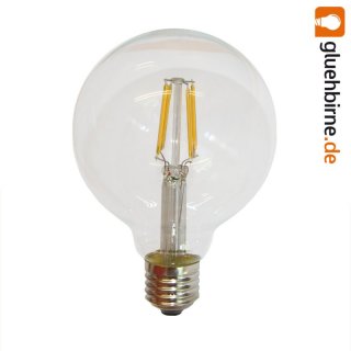 LED Filament Globe Glühbirne G95 4W = 40W E27 klar Faden...