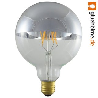 LED Filament Globe Kopfspiegel Silber Glühbirne G125 4W...