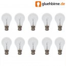 10 x Glühbirne B22 B22d BA22d 60W 60 Watt KLAR Glübirnen...