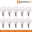 10 x Glühbirne Tropfen 60W E14 MATT Glühlampe 60 Watt...