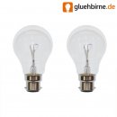 2 x Glühbirne B22 B22d BA22d 60W 60 Watt KLAR Glübirnen...