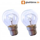 2 x Tropfen Kugel Glühbirne 25W B22d KLAR 25 Watt B22...