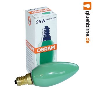 1 x Osram Glühbirne Kerze 25W E14 Grün Glühlampe...