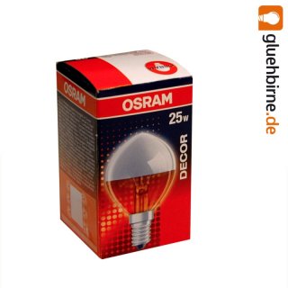 1 x Osram Tropfen Kopfspiegel Silber 25W E14 Glühbirne...