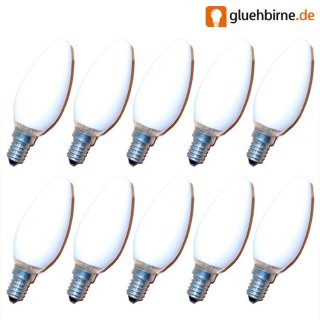 10 x Dura Glühbirne Kerze 60W E14 OPAL weiß Softone...