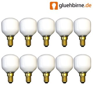 10 x Dura Tropfen Glühbirne 60W E14 opal weiß Glühlampe...