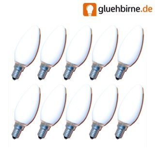 10 x Glühbirne Kerze 15W E14 OPAL weiß matt Glühlampe...