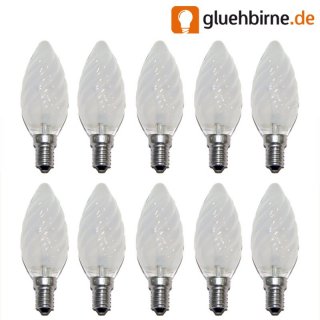 10 x Leuci Glühbirne Kerze gedreht 15W E14 MATT...