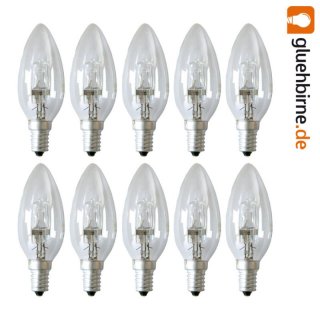 10 x Kerze Eco Halogen Glühbirne 18W = 25W / 23W E14...