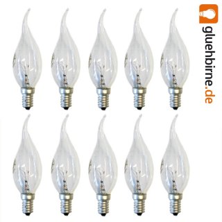 10 x Klein Kerze Windstoß klar 25W E14 Glühbirne...