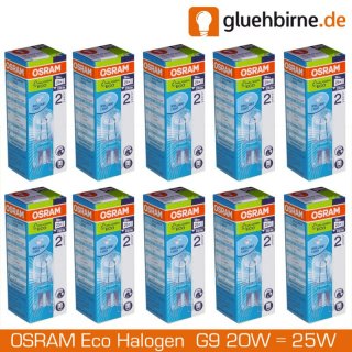 10 x Osram G9 Eco Halogen Stiftsockellampe 230V 20W = 25W...
