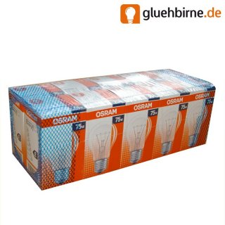10 x Osram Glühbirne 75W E27 klar Glühlampe 75 Watt...
