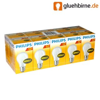 10 x PHILIPS Glühbirne 60W E27 MATT Glühlampe Glühbirnen...
