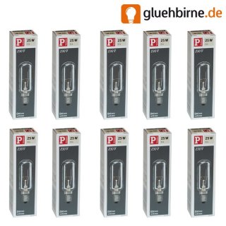 10 x Paulmann Röhrenlampe Glühbirne 25W E14 KLAR 80 x...
