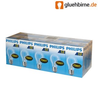 10 x Philips Glühbirne 75W E27 klar Glühlampe 75 Watt...
