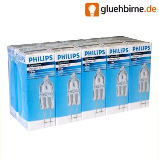 10 x Philips Halogen Stiftsockel 75W GY6,35 12V klar...