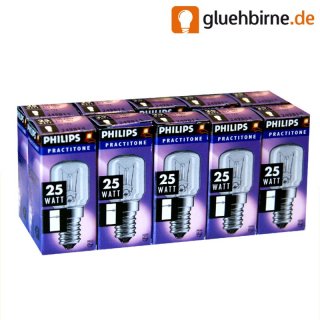 10 x Philips Kühlschranklampe 25W E14 klar Glühbirne...