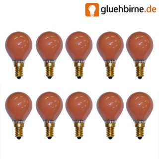 10 x Tropfen Glühbirne Rot 15W E14 Glühlampe 15 Watt...