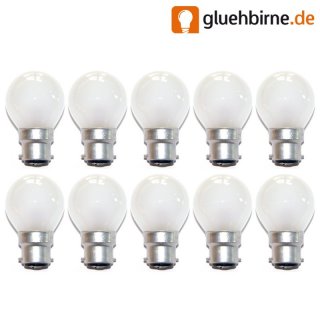 10 x Tropfen Kugel Glühbirne 15W B22d MATT 15 Watt B22...