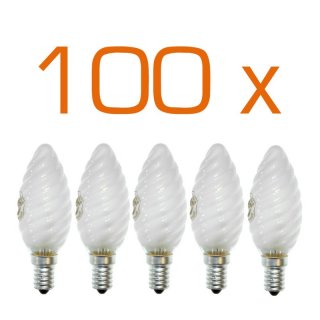 100 x Klein Glühbirne Kerze gedreht 25W E14 MATT...