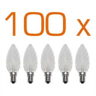 100 x Leuci Glühbirne Kerze gedreht 15W E14 MATT...