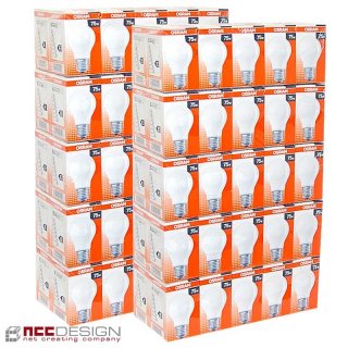 100 x OSRAM Glühbirne 75W E27 MATT Glühlampe 75 Watt...