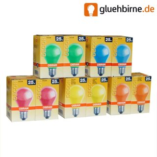 10er Osram Set Glühbirne 25W Rot Grün Gelb Blau Orange...