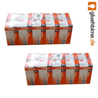 20 x OSRAM Glühlampe Classic A CL 100W E27 100 Watt klar...