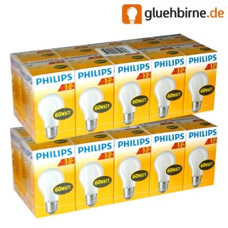 20 x PHILIPS Glühbirne 60W E27 MATT Glühlampe Glühbirnen...