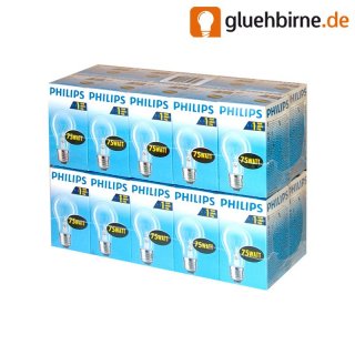 20 x Philips Glühbirne 75W E27 klar Glühlampe 75 Watt...