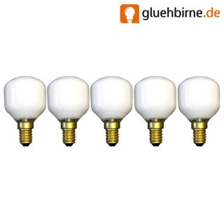 5 x Dura Tropfen Glühbirne 60W E14 opal weiß Glühlampe...