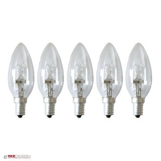 5 x Kerze Eco Halogen Glühbirne 18W = 25W / 23W E14...