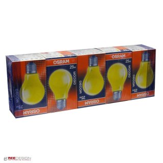 5 x Osram Glühbirne 25W GELB E27 25 Watt Glühlampe...