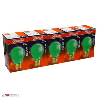 5 x Osram Glühbirne 25W GRÜN E27 25 Watt Glühlampe...
