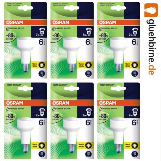 6 x Osram Energiesparlampe 7W = 40W E14 Reflektor Target...