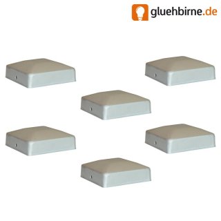 6 x Pfostenkappe Magnodur Silbergrau Pyramide Flach Eckig...