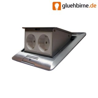 Einbausteckdose Fußbodensteckdose Steckdose 2-fach...