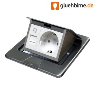 Einbausteckdose Fußbodensteckdose Steckdose 2-fach RJ45 &...