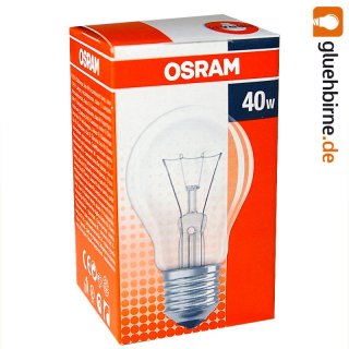 1 x OSRAM Glühlampe 40W E27 klar Glühbirne 40 Watt...