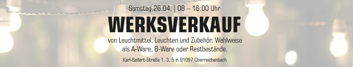 Banner zum Werksverkauf am 26.04.2025