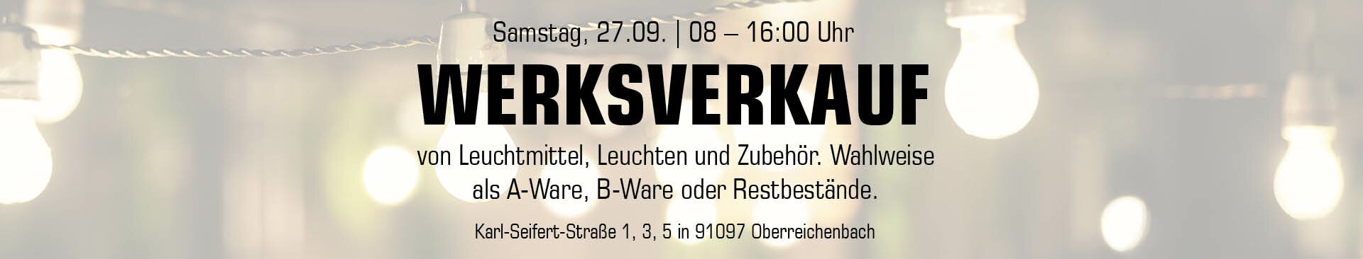 Banner zum Werksverkauf am 12.07.2025