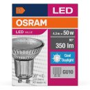 Ledvance LED Glas Reflektor PAR16 4,3W = 50W GU10 klar 350lm Tageslicht 6500K kaltweiß 36°