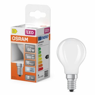 Osram LED Filament Tropfen 5,5W = 60W E14 matt 806lm 840 Neutralweiß 4000K