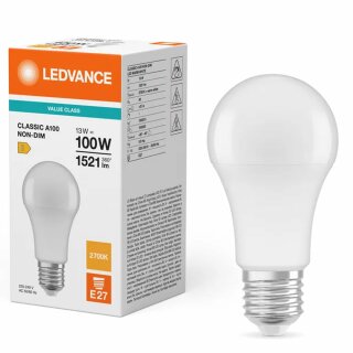 Ledvance LED A60 Birne 13W = 100W E27 matt 1521lm warmweiß 2700K