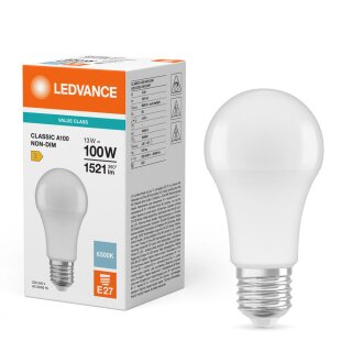 Ledvance LED A60 Birne 13W = 100W E27 matt 1521lm Tageslicht 6500K kaltweiß